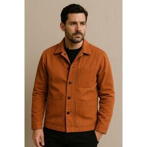 H&M Essentials No1 The Overshirt Chore Jacket Regular Fit Orange Size Medium